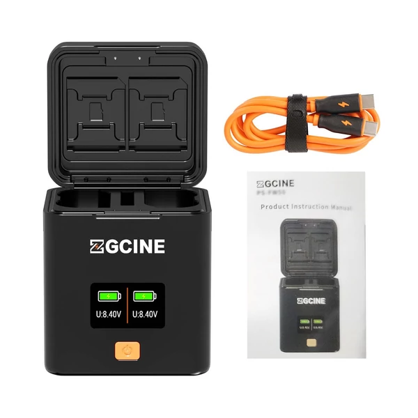 ZGCINE kamera akkumulátor töltőtok EN-EL15B/EN-EL15C akkukhoz, 2 rekesz, kártyahelyek, OLED kijelző, PD gyors töltés, Nikon kompatibilis