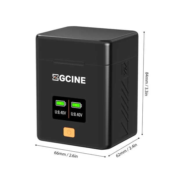 ZGCINE kamera akkumulátor töltőtok LPE6/E6N/E6NH/E6P akkukhoz, 2 rekesz, kártyahelyek, OLED kijelző, PD gyors töltés, Canon EOS kompatibilis