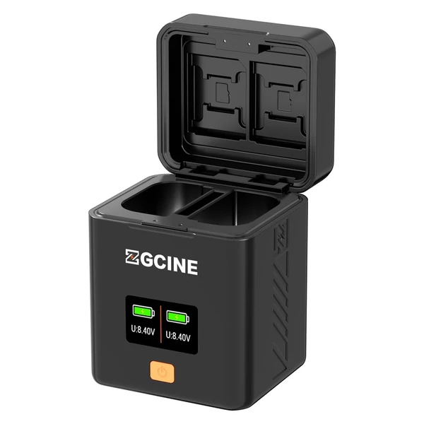 ZGCINE kamera akkumulátor töltőtok LPE6/E6N/E6NH/E6P akkukhoz, 2 rekesz, kártyahelyek, OLED kijelző, PD gyors töltés, Canon EOS kompatibilis