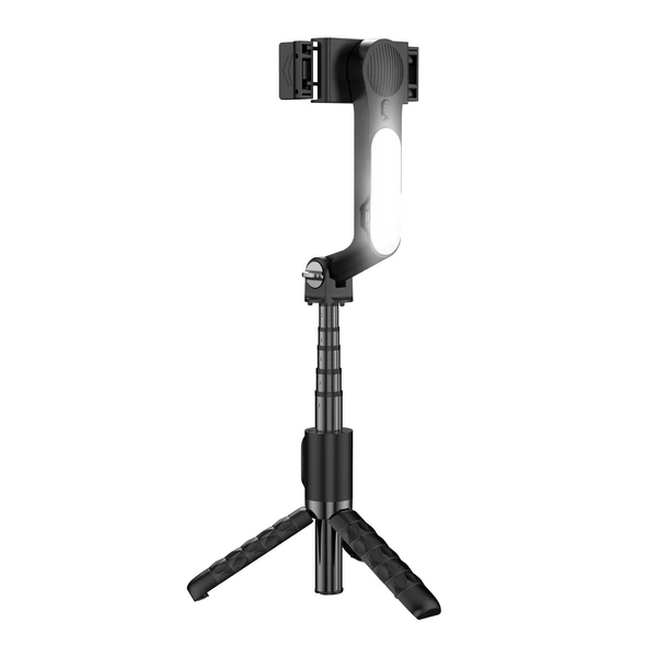 A6 hordozható gimbal stabilizátor okostelefonhoz, kihúzható szelfibot állvány LED fény, távirányítóval vloghoz és élő közvetítéshez