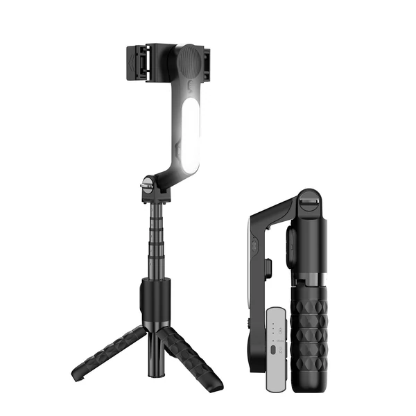 A6 hordozható gimbal stabilizátor okostelefonhoz, kihúzható szelfibot állvány LED fény, távirányítóval vloghoz és élő közvetítéshez