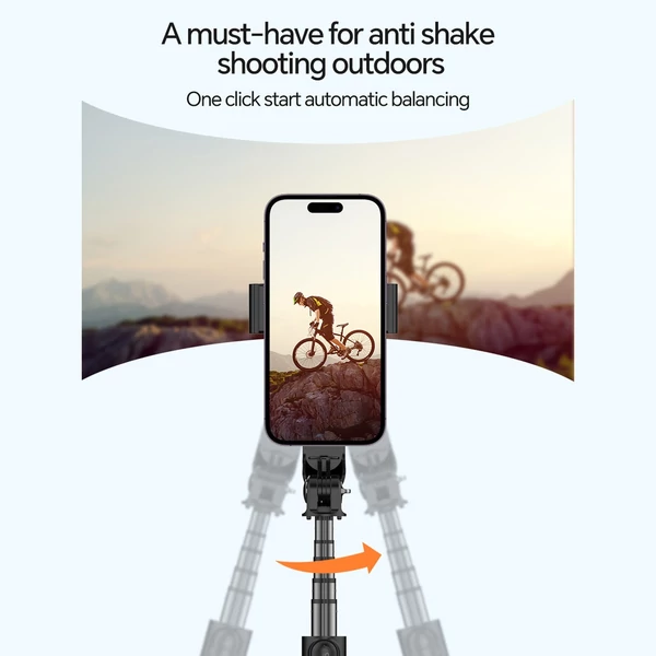 A6 hordozható gimbal stabilizátor okostelefonhoz, kihúzható szelfibot állvány LED fény, távirányítóval vloghoz és élő közvetítéshez