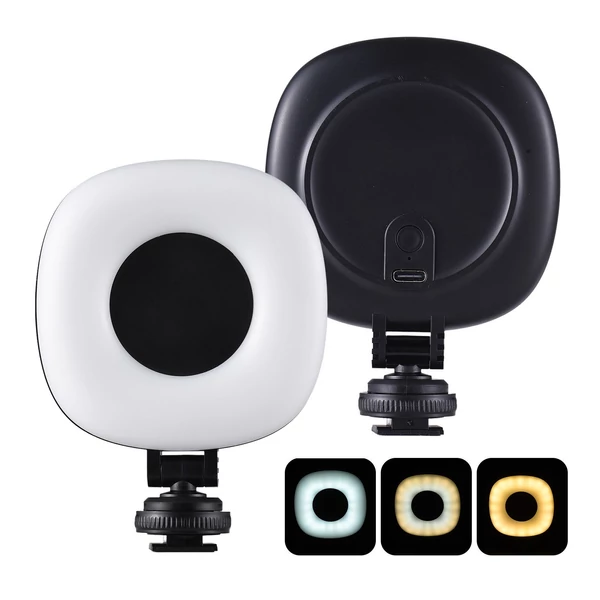 2 db zsebre rakható LED videólámpa, kamera fényképező LED fény, 3 világítási mód, 3 fokozatú fényerő, beépített akku, vakupapucs adapterrel
