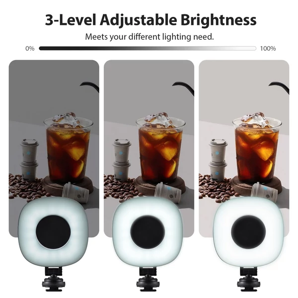 2 db zsebre rakható LED videólámpa, kamera fényképező LED fény, 3 világítási mód, 3 fokozatú fényerő, beépített akku, vakupapucs adapterrel