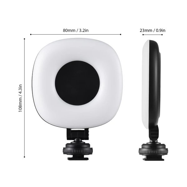 2 db zsebre rakható LED videólámpa, kamera fényképező LED fény, 3 világítási mód, 3 fokozatú fényerő, beépített akku, vakupapucs adapterrel