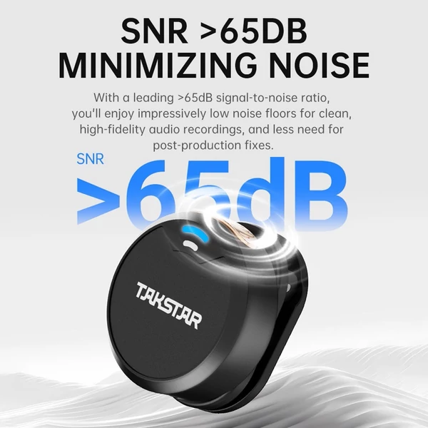 TAKSTAR V2 dupla vezeték nélküli mikrofon, 100m hatótávval, zajszűrés, töltőtok, mágneses nyakpánt, iPhone 11-14 kompatibilis