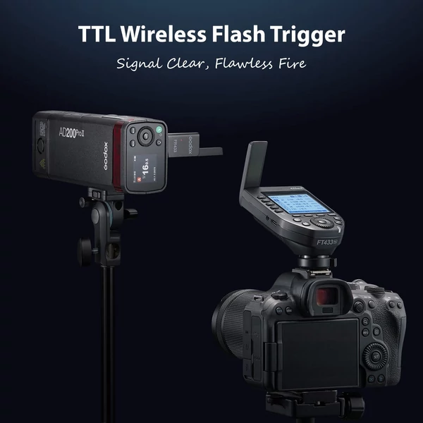 Godox FT433 TTL Vezeték nélküli Vakukioldó 433MHz, 1/8000s HSS, APP vezérlés, Nikon Z9 Z8 Z7 Z6II Z7II D750 D780 D800 D850 és Godox vakukhoz