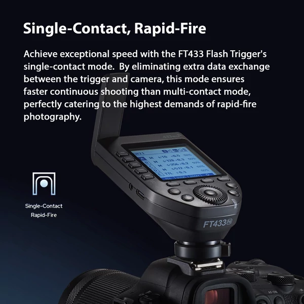 Godox FT433 TTL Vezeték nélküli Vakukioldó 433MHz, 1/8000s HSS, APP vezérlés, Nikon Z9 Z8 Z7 Z6II Z7II D750 D780 D800 D850 és Godox vakukhoz