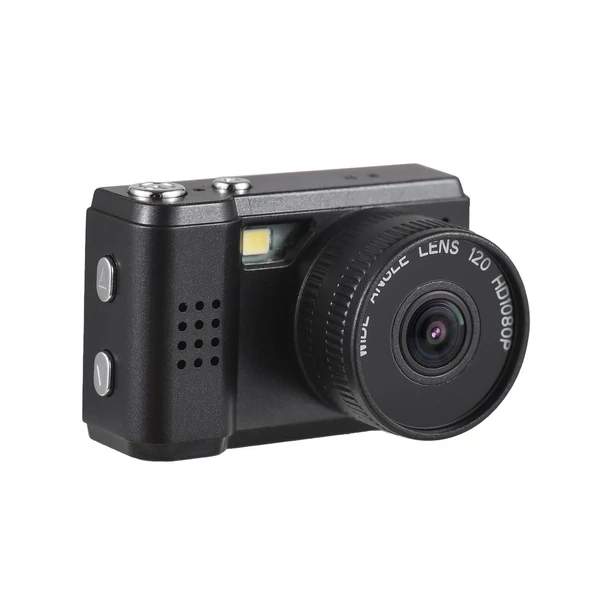 Mini digitális videókamera 1080P, beépített akkumulátorral, LCD kijelzővel és vakuval fotókhoz, videókhoz - Fekete