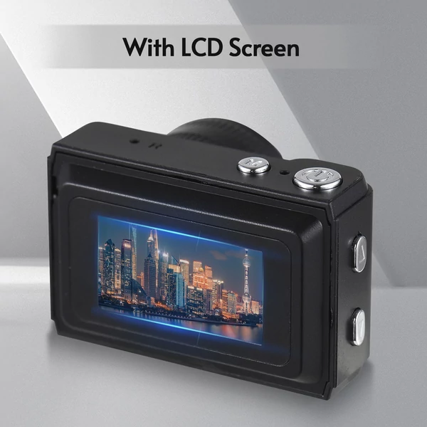 Mini digitális videókamera 1080P, beépített akkumulátorral, LCD kijelzővel és vakuval fotókhoz, videókhoz - Fekete