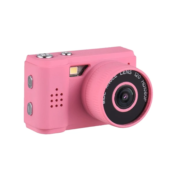 Mini digitális videókamera 1080P, beépített akkumulátorral, LCD kijelzővel és vakuval fotókhoz, videókhoz - Pink