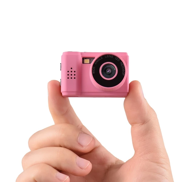 Mini digitális videókamera 1080P, beépített akkumulátorral, LCD kijelzővel és vakuval fotókhoz, videókhoz - Pink
