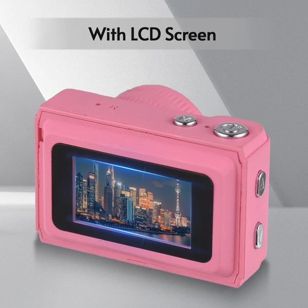 Mini digitális videókamera 1080P, beépített akkumulátorral, LCD kijelzővel és vakuval fotókhoz, videókhoz - Pink