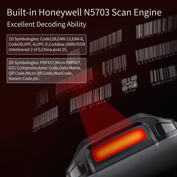 Android 10.0 1D/2D/QR vonalkódolvasó kézi PDA Honeywell 2D szkennerrel, Wi-Fi, 4G, 4" érintőképernyő raktárhoz és logisztikához - 1-es típus