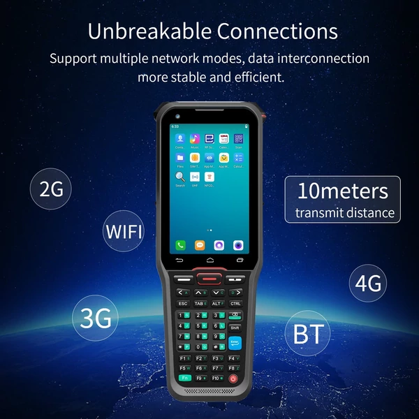 Android 10.0 1D/2D/QR vonalkódolvasó kézi PDA Honeywell 2D szkennerrel, Wi-Fi, 4G, 4" érintőképernyő raktárhoz és logisztikához - 1-es típus