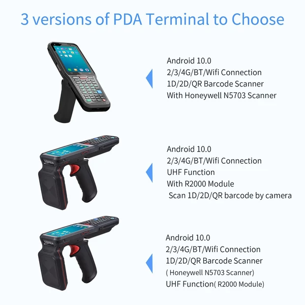 Android 10.0 1D/2D/QR vonalkódolvasó kézi PDA Honeywell 2D szkennerrel, Wi-Fi, 4G, 4" érintőképernyő raktárhoz és logisztikához - 2-es típus
