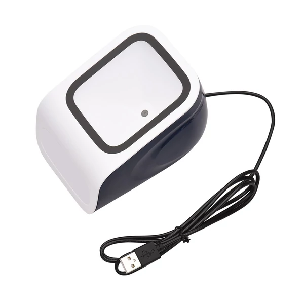 1D 2D QR asztali vonalkódolvasó, kéz nélküli USB, Plug&Play, Windows/Android kompatibilis, nagy ablak, bolt/könyvtár/mobil fizetés