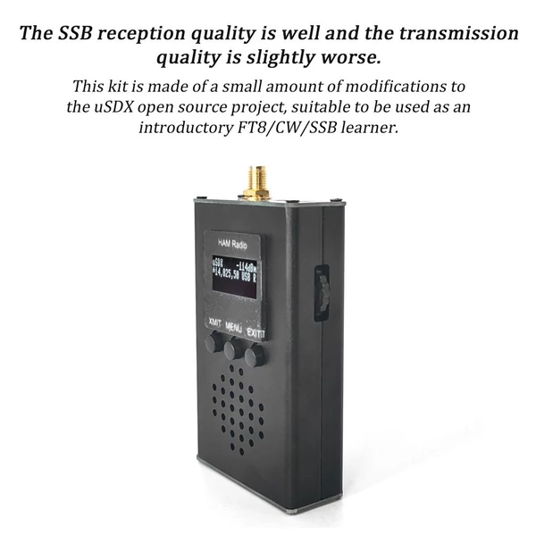 0,5MHz~30MHz uSDX Hordozható Kézi Adóvevő CW AM SSB Tri-Band Mini Rádióamatőr Rövidhullámú Adóvevő 15 20 40M QRP