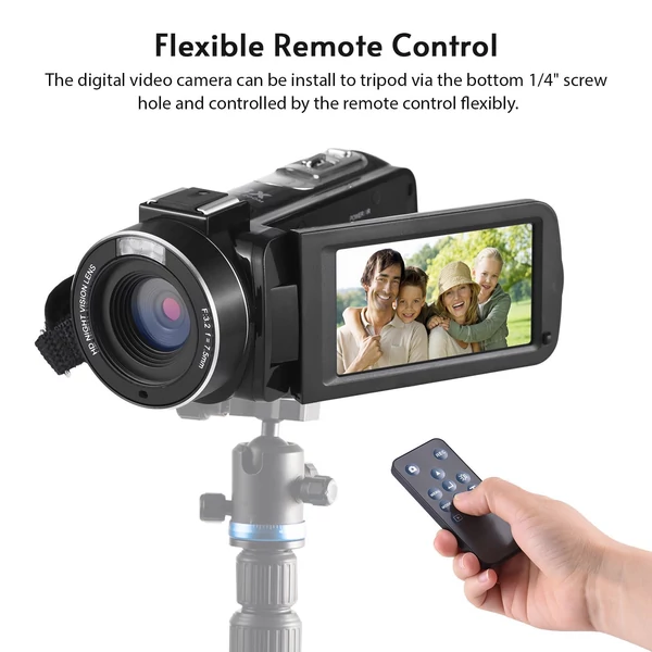 Andoer HDV-B320 1080P Full HD videókamera 30MP 18x zoom, éjszakai látás, IPS kijelző