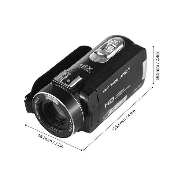 Andoer HDV-B320 1080P Full HD videókamera 30MP 18x zoom, éjszakai látás, IPS kijelző