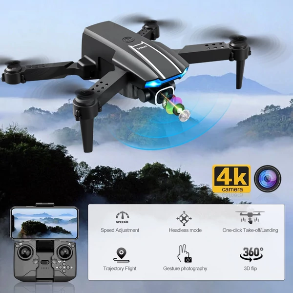 YLR/C S65 RC Drón: Gesztusvezérlés, trajektória repülés - Fekete,  4K kamerás, 3 akkumulátorral