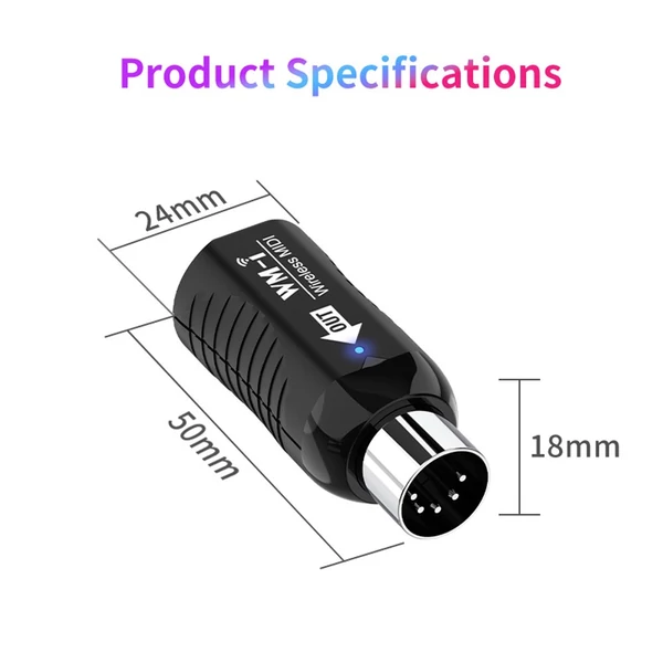 WM-i Vezeték nélküli MIDI Adapter - Gitárhoz, billentyűsökhöz, fúvós hangszerekhez - Alacsony késleltetés