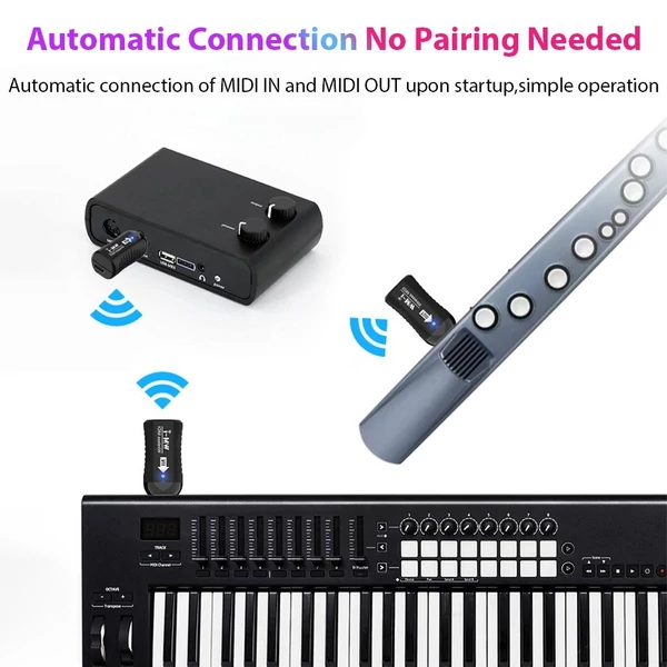 WM-i Vezeték nélküli MIDI Adapter - Gitárhoz, billentyűsökhöz, fúvós hangszerekhez - Alacsony késleltetés