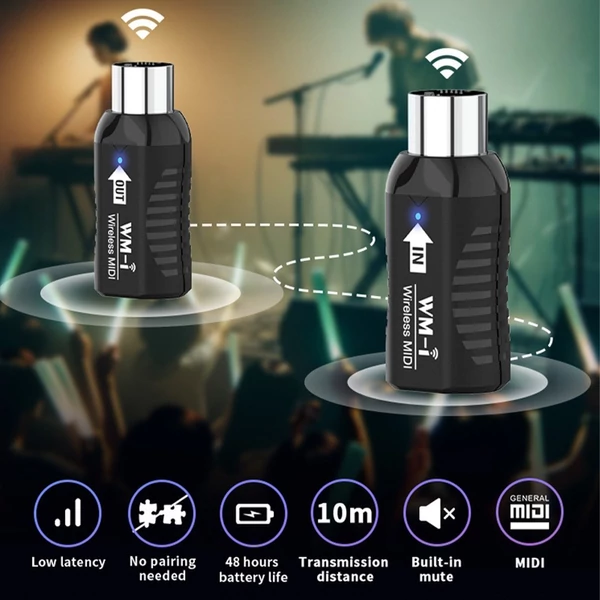 WM-i Vezeték nélküli MIDI Adapter - Gitárhoz, billentyűsökhöz, fúvós hangszerekhez - Alacsony késleltetés