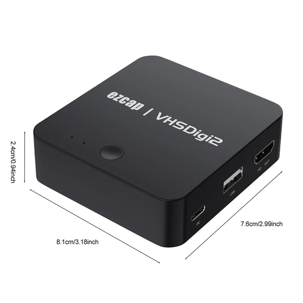 ezcap181P videó digitalizáló és rögzítő eszköz analóg-digitális átalakításhoz VHS, DVD és játékkonzol forrásokból, HD kimenettel