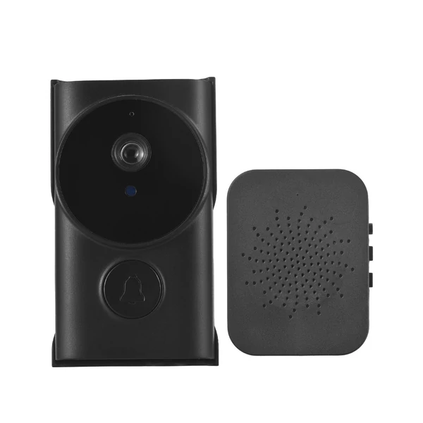 WiFi okos csengő kamerával, TY alkalmazásvezérléssel, infravörös éjjellátással, tölthető videó kaputelefon, kétirányú hanggal otthonra, irodára - Fekete
