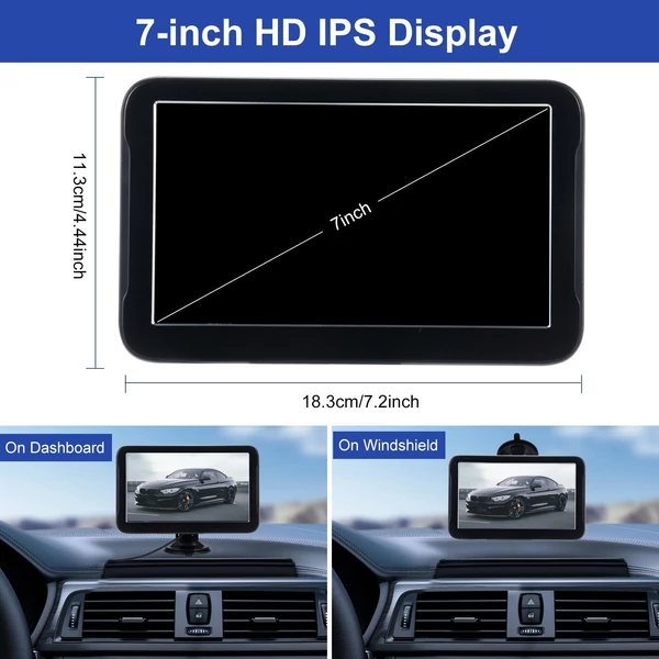 Vízálló tolatókamera 7" IPS monitorral, AHD éjjellátó, 150°-os széles látószög, állítható segédvonalak, LED-es autós kamera készlet