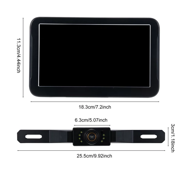 Vízálló tolatókamera 7" IPS monitorral, AHD éjjellátó, 150°-os széles látószög, állítható segédvonalak, LED-es autós kamera készlet