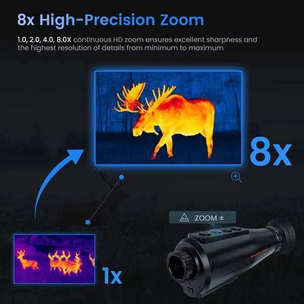 GTGUARD Hawkeye Ai15 AI hőkamera - 8x digitális zoom, 60Hz AMOLED kijelző, IP66 vízálló, 32GB tárhely, WiFi okostelefonhoz