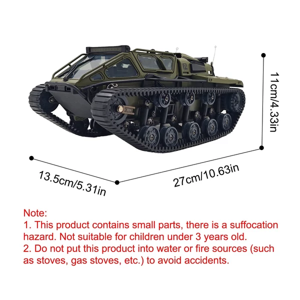 Távirányítós tank, 2.4GHz terepjáró 360°-ban forgó játék fénnyel, újratölthető lánctalpas autó fiúknak és lányoknak - 1 akkumulátor