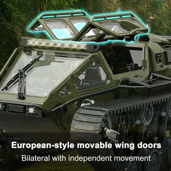 Távirányítós tank, 2.4GHz terepjáró 360°-ban forgó játék fénnyel, újratölthető lánctalpas autó fiúknak és lányoknak - 1 akkumulátor