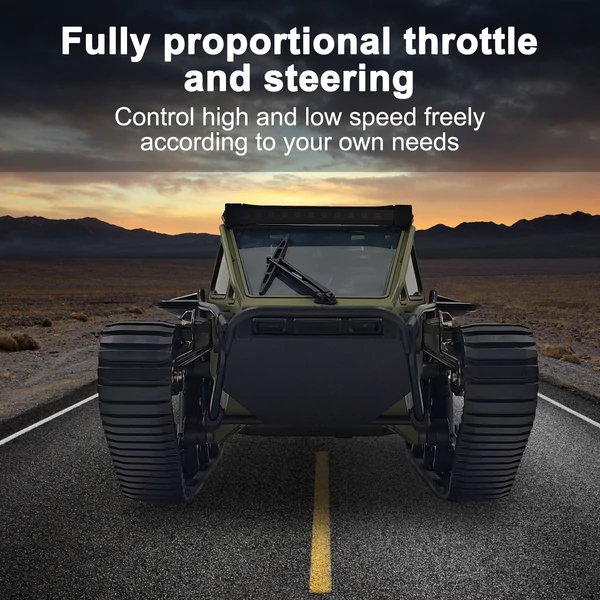Távirányítós tank, 2.4GHz terepjáró 360°-ban forgó játék fénnyel, újratölthető lánctalpas autó fiúknak és lányoknak - 1 akkumulátor