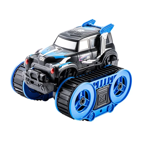 Távirányítós kaszkadőr autó, 2.4 GHz 4WD, kétoldalas, vízen és terepen járó játékautó fiúknak és lányoknak - Kék