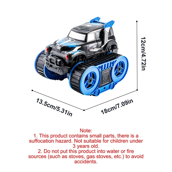 Távirányítós kaszkadőr autó, 2.4 GHz 4WD, kétoldalas, vízen és terepen járó játékautó fiúknak és lányoknak - Kék