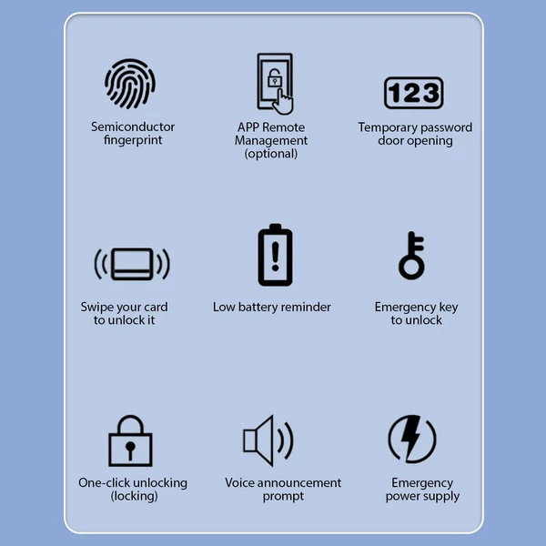 Okos zár kulcs nélküli ajtózár TY APP ujjlenyomat-jelszó kártya 5 nyitási mód alumíniumötvözet 35-50 mm vastag ajtókhoz otthon/iroda hálószoba