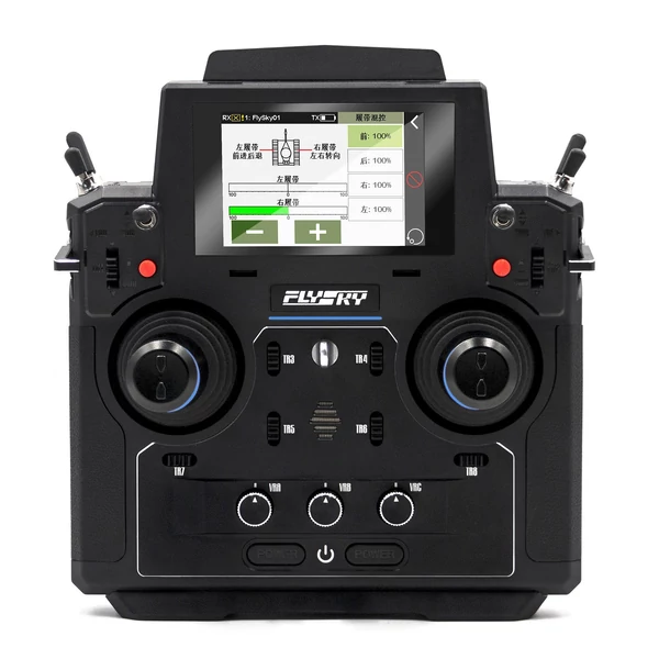 FLYSKY 2.4G adó, 18 csatorna, 5D Hall-érzékelős karok, AFHDS 3, 3,5" érintőkijelző RC járműhöz (alumínium doboz csomagolás)