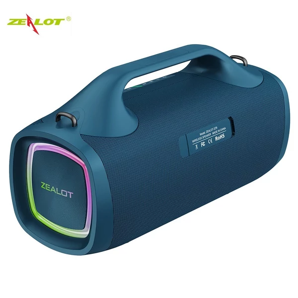 ZEALOT S79 100W hordozható vezeték nélküli hangszóró - 24000mAh akkumulátor, színes fények, IPX7 vízálló, HiFi hangzás, BT 5.2 basszussal - Narancs