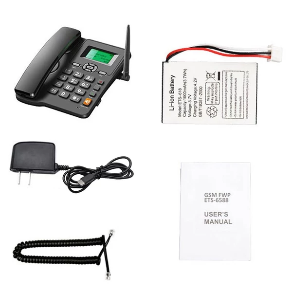 Otthoni és irodai vezeték nélküli telefon - GSM, két SIM-kártya, rádió és ébresztő
