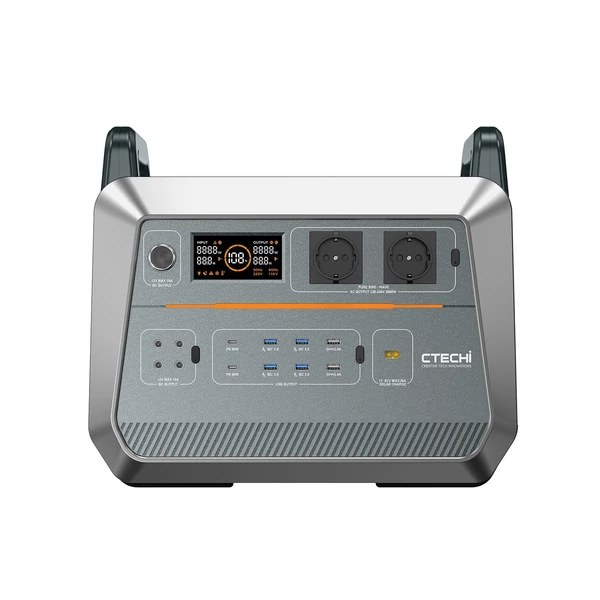 ctechi st2000 hordozható áramforrás kempingezéshez és utazáshoz - 2000w, 15 kimenet, 1536wh lifepo4 akkumulátorral