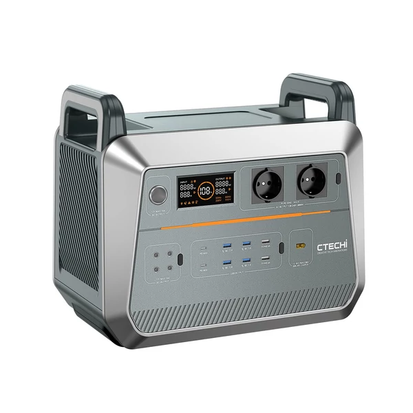 ctechi st2000 hordozható áramforrás kempingezéshez és utazáshoz - 2000w, 15 kimenet, 1536wh lifepo4 akkumulátorral