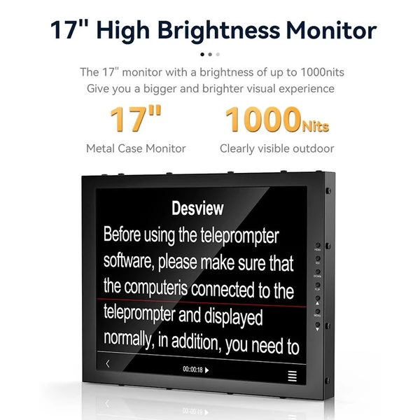 Destview TP200 hordozható teleprompter 17" HDMI/SDI bemenettel és kimenettel, app vezérlés, kompatibilis okostelefonnal/tablettel/iPaddel