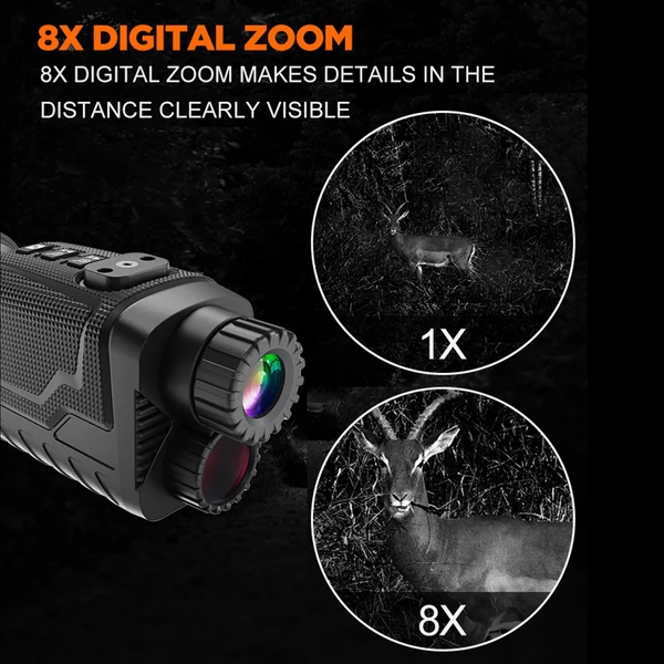 Fejre szerelhető éjjellátó szemüveg, infravörös 4K digitális távcső 8x zoommal, 400 m hatótáv kültéri használatra