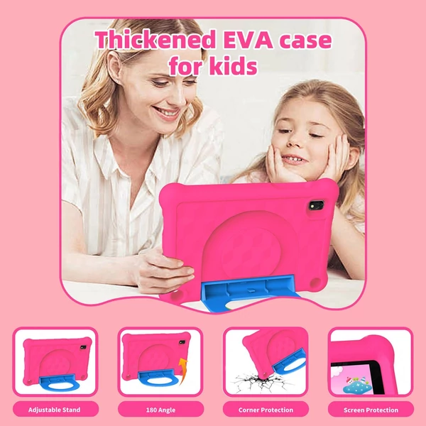 G-tab T7Pro gyerektablet 7'' kijelzővel, Android 14.0, WiFi, 4GB RAM, 64GB ROM, bővíthető HD Incell érintőképernyő, dupla kamera, tok és védőfólia - Pink