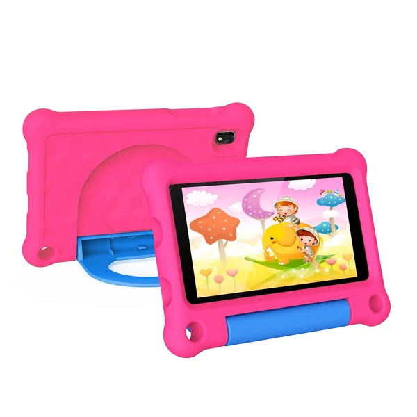G-tab T7Pro gyerektablet 7'' kijelzővel, Android 14.0, WiFi, 4GB RAM, 64GB ROM, bővíthető HD Incell érintőképernyő, dupla kamera, tok és védőfólia - Pink