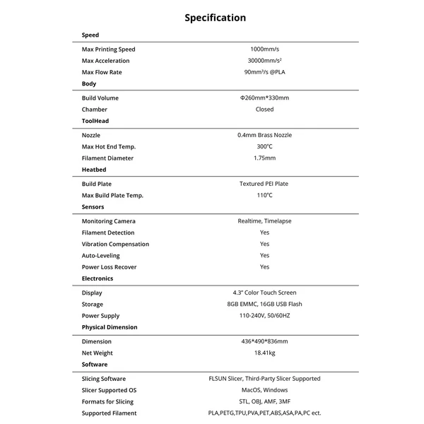 FLSUN T1 Pro gyors 3D nyomtató - 1000 mm/s sebesség