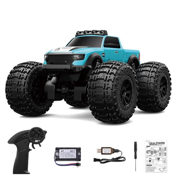 Kétéltű távirányítású autó, 2.4GHz 4WD terepjáró, fényszórókkal, vízálló stuntszett gyerekeknek - Kék, 1 akkumulátor